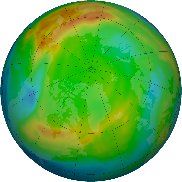 Arctic ozone map for 12 January 2009